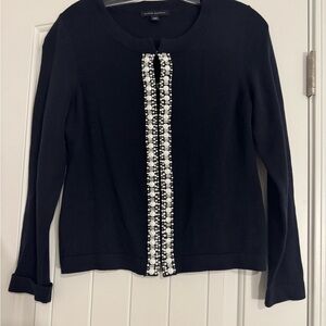 Banana Republic Dark Blue Cardigan with White Accents